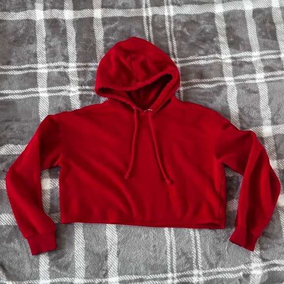 Red Crop Top Sweater Hoodie - size XS - Picture 1 of 2